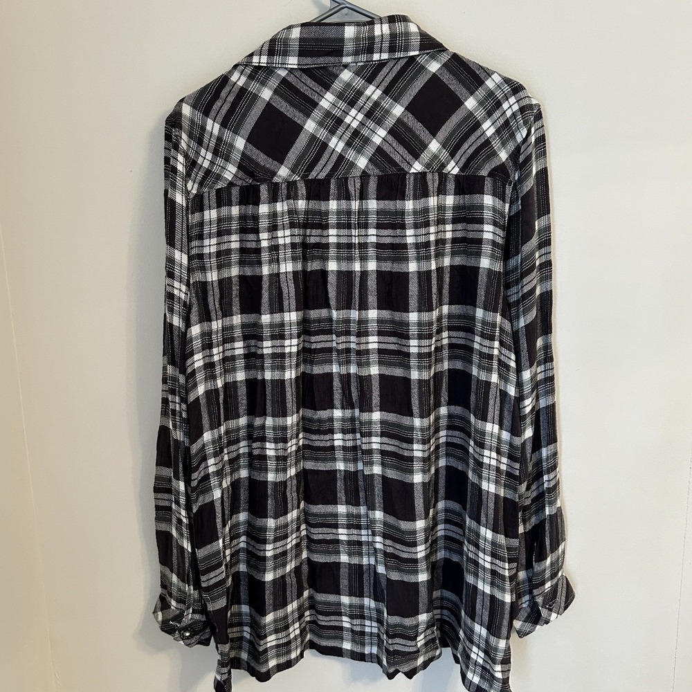 Ivy Jane Women's Plaid Popover Blouse Partial Button Boho Flannel Shirt Size M/L - Picture 7 of 8